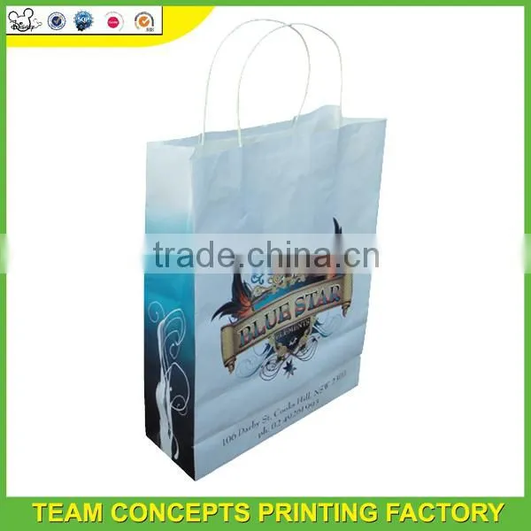 custom offset printing flat handle kraft paper bag