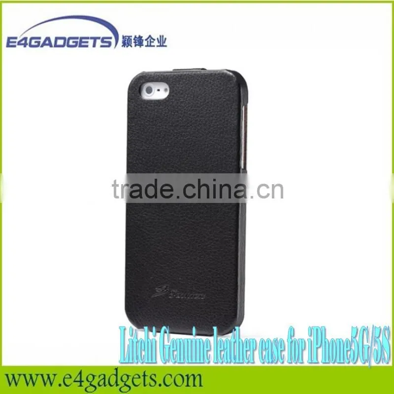 2013 New arrival hot sell design Litchi veins Flip Cowskin leather smart case for iphone5,for iphone5 case