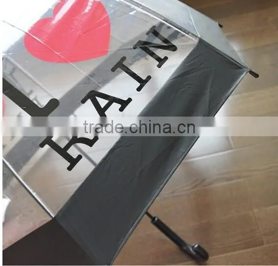 wholesale best quality love sahpe printed transparent umbrella China supplier