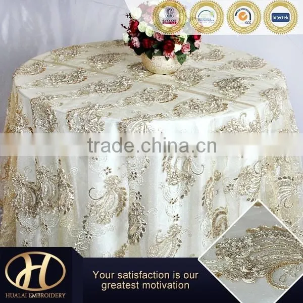 POPULAR CHAMPAGNE TABLE LINEN FOR WEDDING ON SHINE MESH
