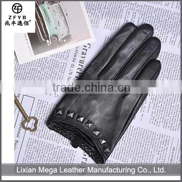 High quality ladies cheap custom driver leather gloves with naps