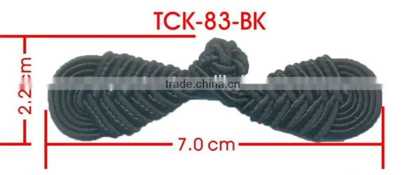Height 2.2 Centermeter All Black Sew On 100% Nylon Chinese Knot Frog Buttons