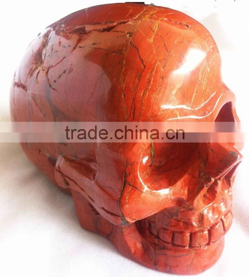 High Quality Natural Gemstone Bloodstone Skull Sculpture Decor
