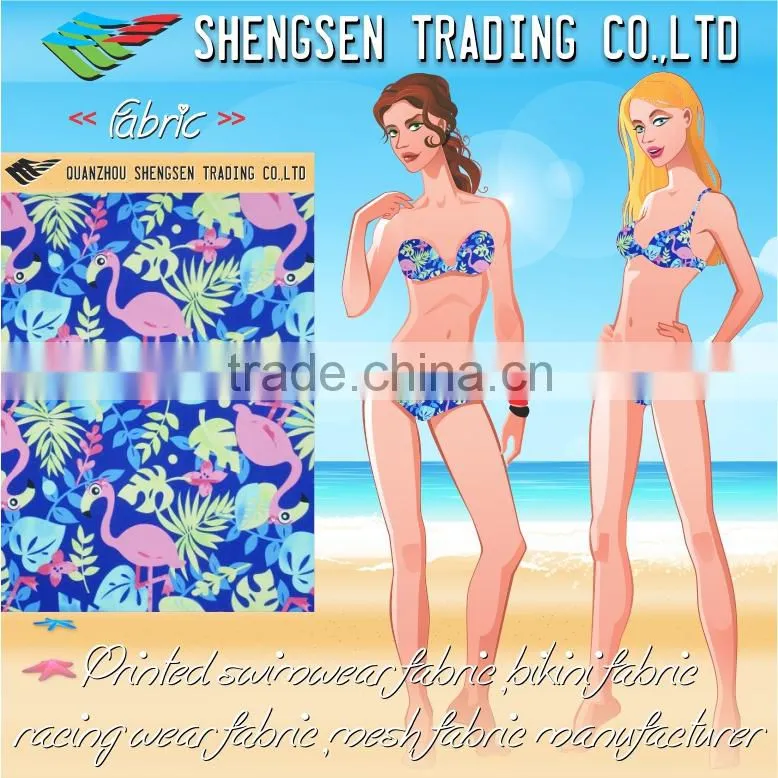 bird and floral prints nylon spandex swimwear fabric