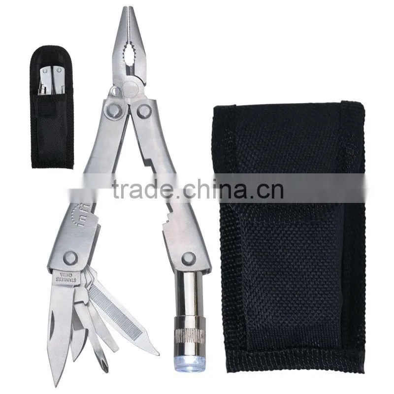 Metal Multi-Function Pliers With Tools And Flashlight In Case
