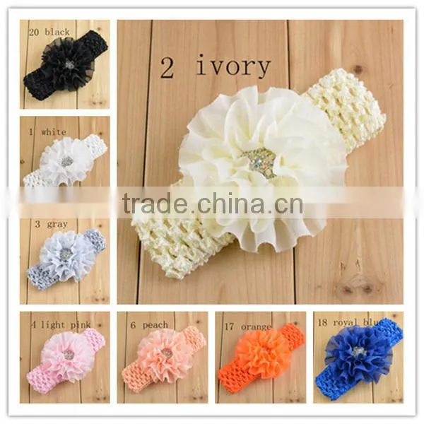 wide pattern diamond white baby girl crochet headband