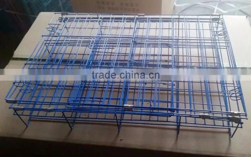 35 "Folding Dog cage with plastic tray two doors black color hot sales