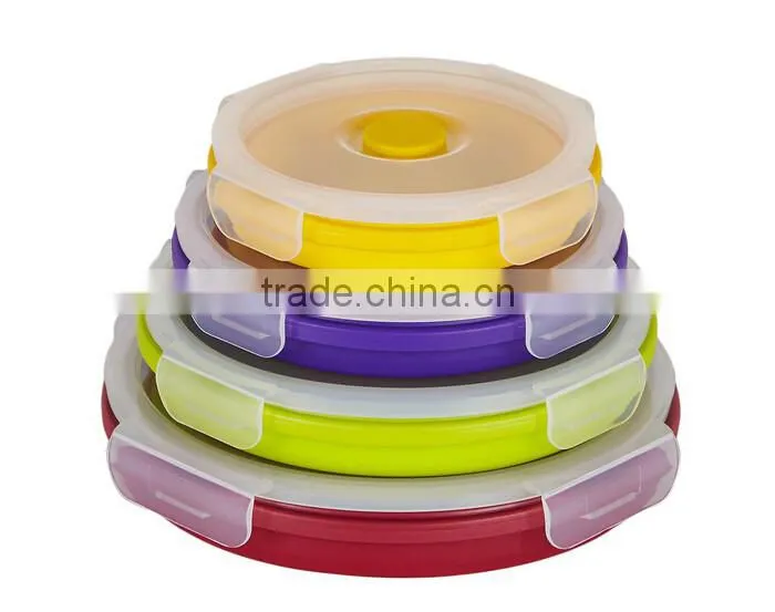Silicone Collapsible Food Storage Containers,Multicolour 4 Pack Silicone Collapsible Food Storage Containers Medium Circular