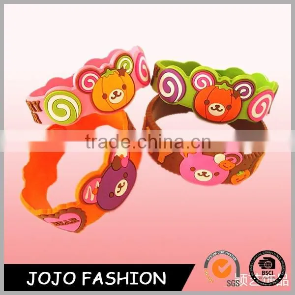 2016 Hot selling wholesale cheap custom halloween skull bracelet kids cartoon silicone bracelet