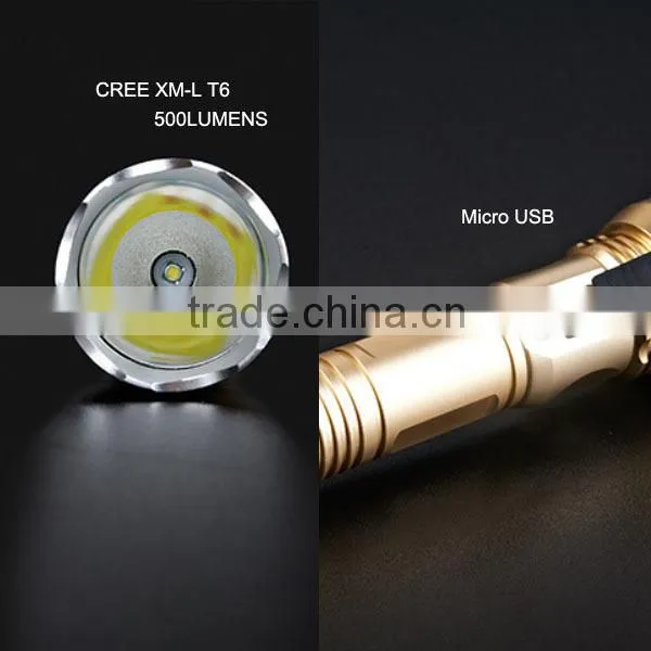 Aluminium police led flashlight With USB charger