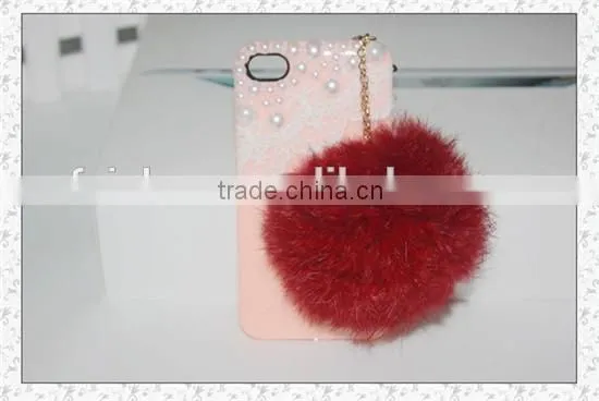 2015 wholesale Fashion Sparkling Diamond 3.5mm crown Dustproof Plug for mobile phone,Pearl rabbit hair ball dustproof plug