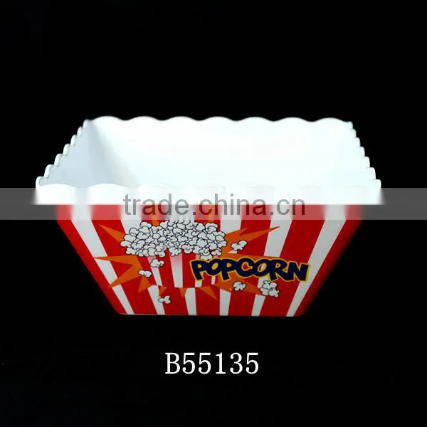 Modern design melamine white popcorn bowl