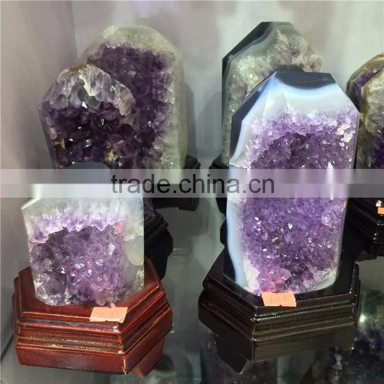 Natural Rock Amethyst Geode Cluster Wand Point Crystal Pillars
