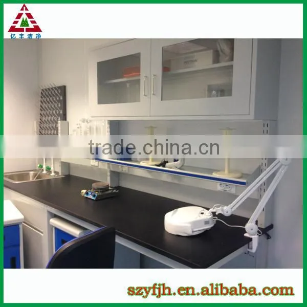 laboratory furniture for medical physical chemical biological lab, full steel or steel wood island or wall bench