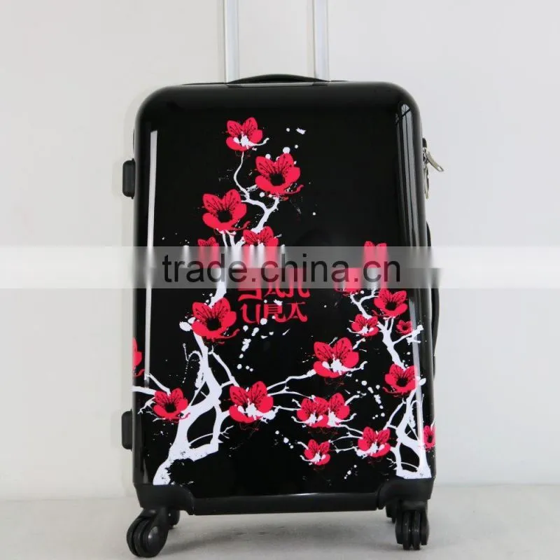 printed shinny film ABS+PC zipper luggage