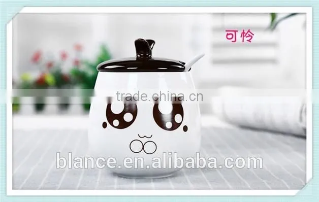 emoji ceramic spice jars in new decorative design kitchen ware