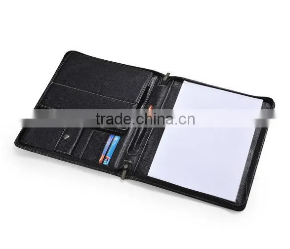 iPad Zippered Leather Padfolio With Bluetooth Keyboard and Angle Viewing