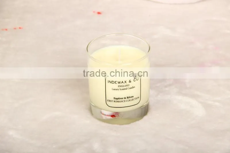 Luxury scented soy candle in glass jar