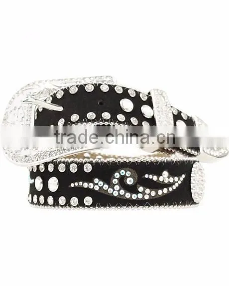 Western Fancy silver-tone buckle & keeper Cowgirls' Rhinestone Inlay Belt