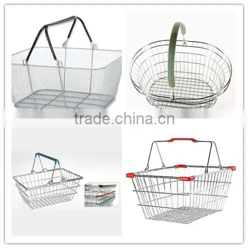 Wire Mesh Stacking Shopping Basket with Handles