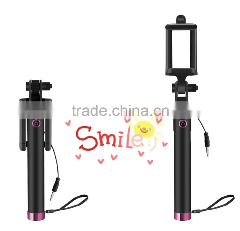 Hot selling fashionable multifunctional composite mini monopod foldable selfie stick with wire