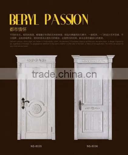 Simple design modern white interior solid wooden door