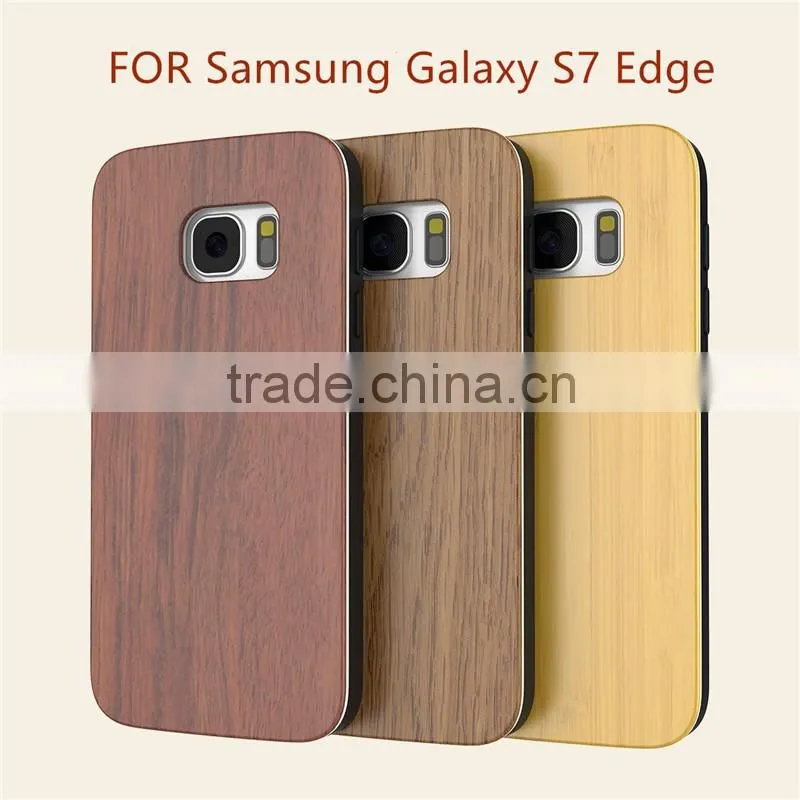 2016 Hot for Galaxy S7 Case Natural Wooden Back with Black PC Frame Protective Case for Samsung s7 for Galaxy s7