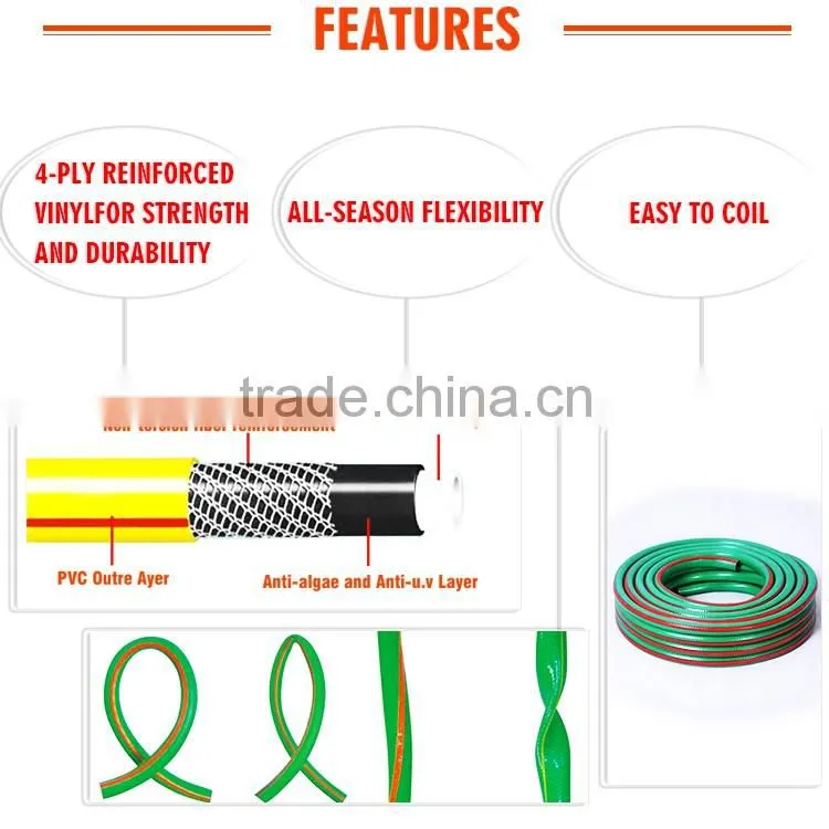 Best Factory PVC Garden Hose 1/2 or 5/8 inch with Spray Gun