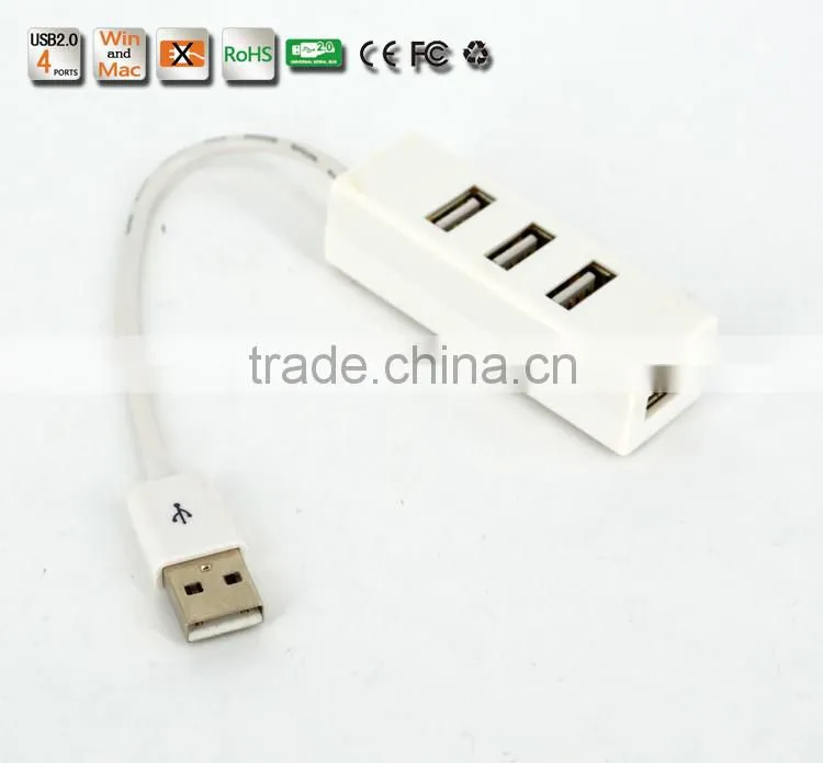 Wholesale Slim-shape Low Cost Portable and Ultra-Light Plastic Casing usb hub, 480MBPS 4-Port USB 2.0 Hub