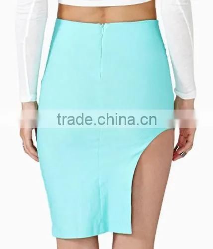 Fashion Ladies Women Sexy Solid Slim Asymmetric Hem Casual Mini Skirt