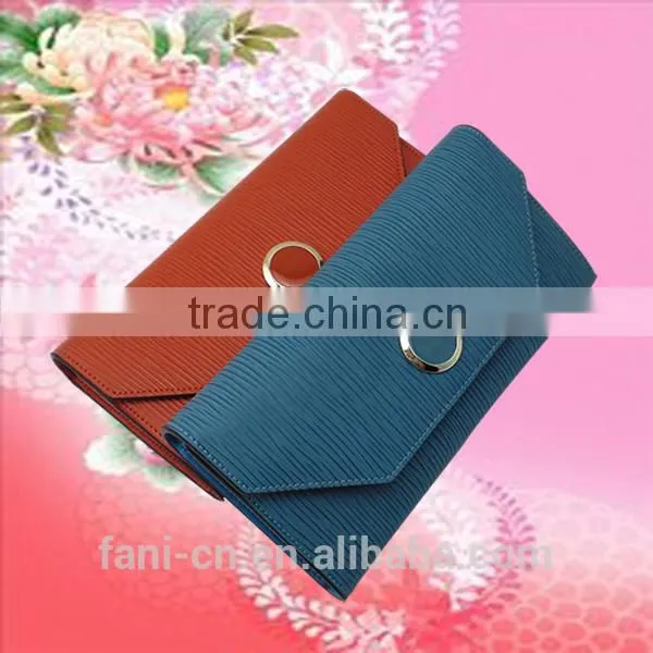 Elegant and stylish with snap fastener&zipper design clutch leather wallet for women