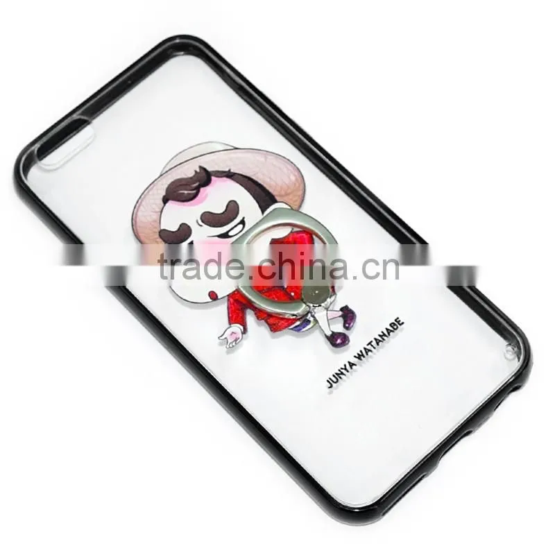 print TPU+PC combo back cover bumper case with ring kickstand for Huawei honor ascend lite mate8 P 9 gr3 y 6 5 max plus 7 6