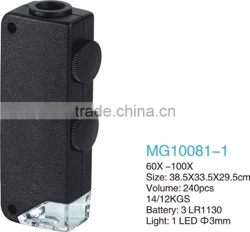 60x-100x Zoom Pocket Microscope with LED Light