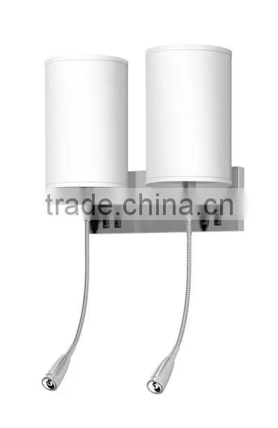 Best price brushed nickel power outlet hotel wall lamp reading lamp for USA Canada Mexico UL CUL ETL from zhongshan factory