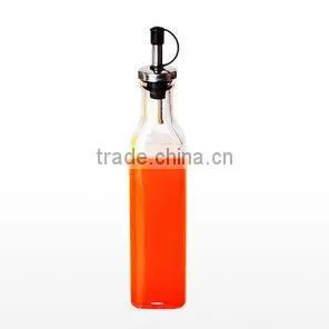 clear 500ml glass vinegar bottle Set With S/S Spout