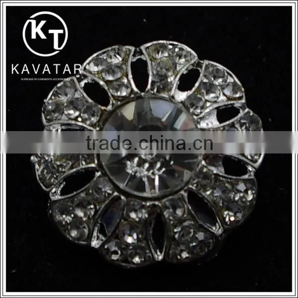 Good quality NK025 metal flower lead free metal shank rhinestone buttons