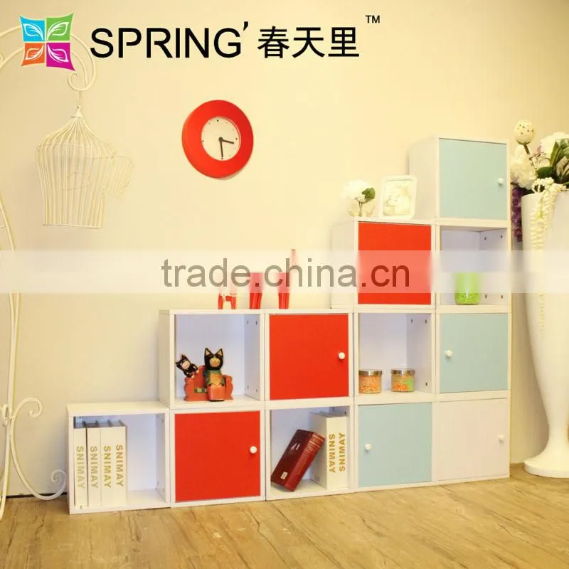 wood bookcase with doors and drawers