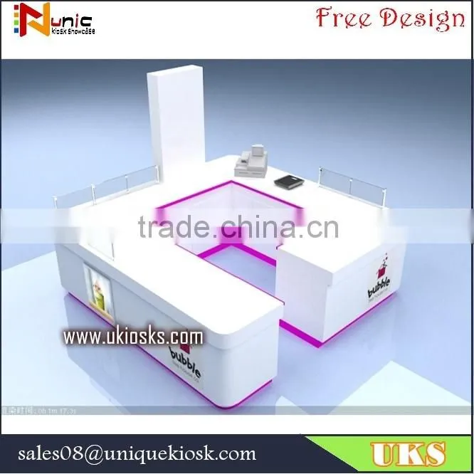 Hot sale fashion juice vending carts/bubble tea kiosk with factory price.