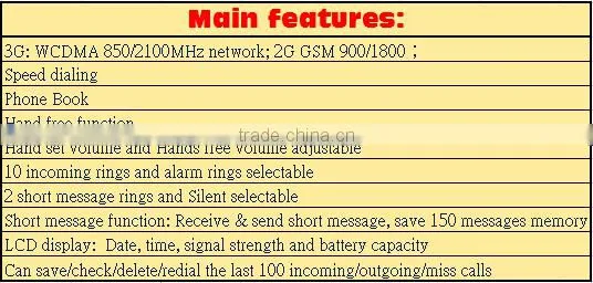 SC-9039- 3G 3G Phone 3G WCDMA: 850/2100MHz or 900/2100MHz 2G: Quad band 900/1800/850/1900MHz