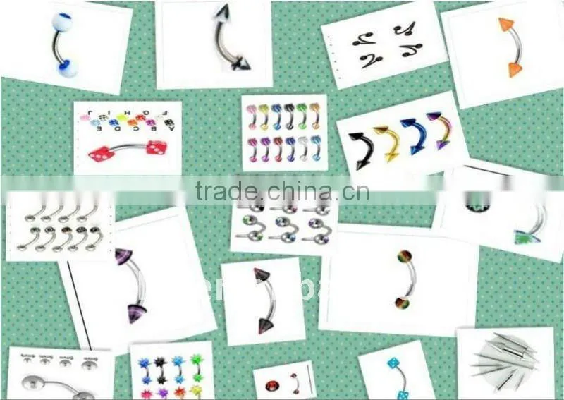 316L stainless steel eyebrow jewelry with multi-crystals balls