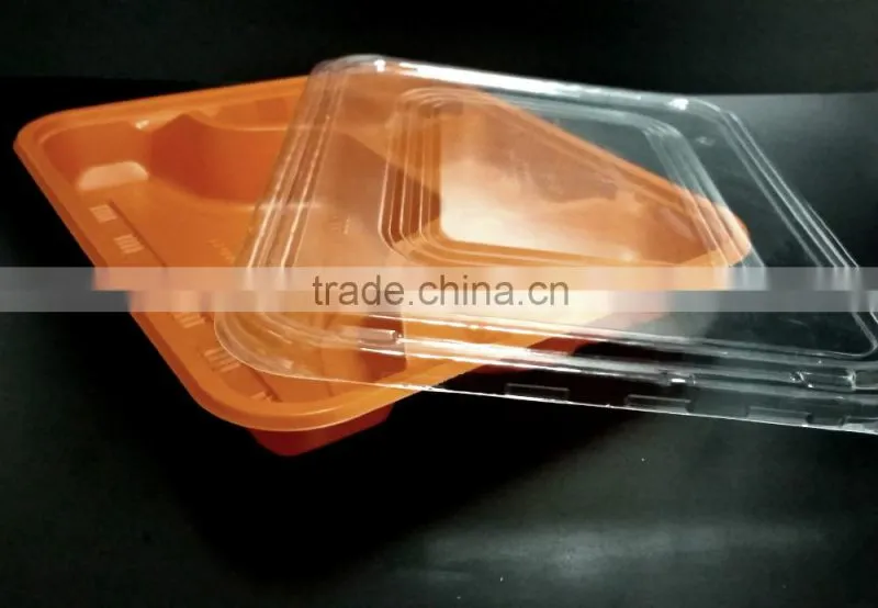 High quality disposable take-away food container with lid 4 compartment