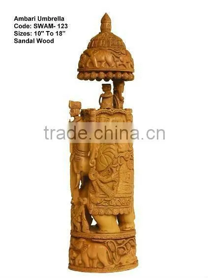 carved wooden elephants