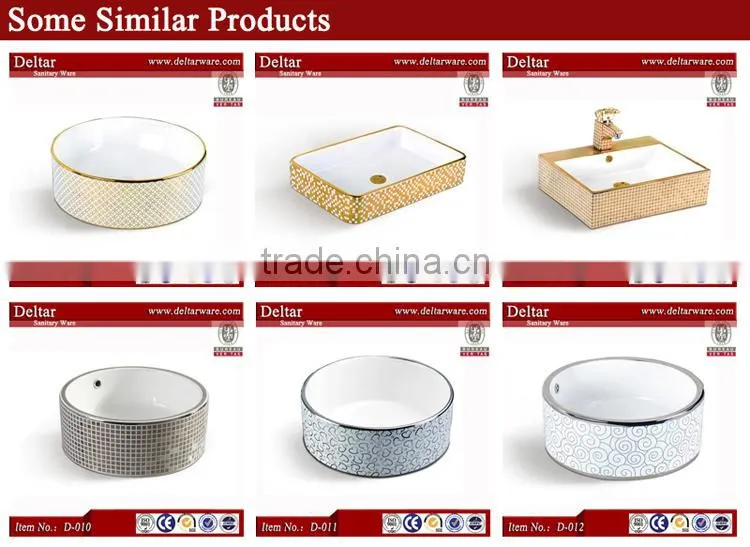 Sanitary ware made in china, modern bathroom vanity with gold flower picture, coloured bathroom basins for sale