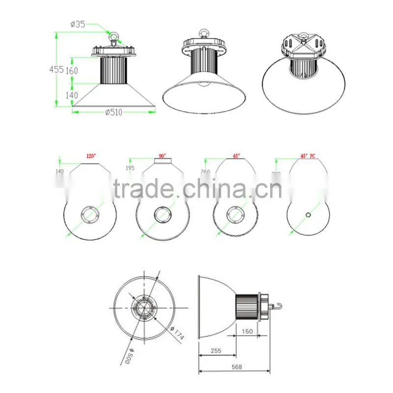 Energy Saving Lamp Examples Of Alloys 80W Led High Bay Lighting Lamp