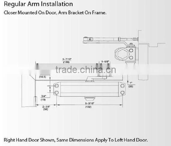 Light duty soft door closers surface mounting type