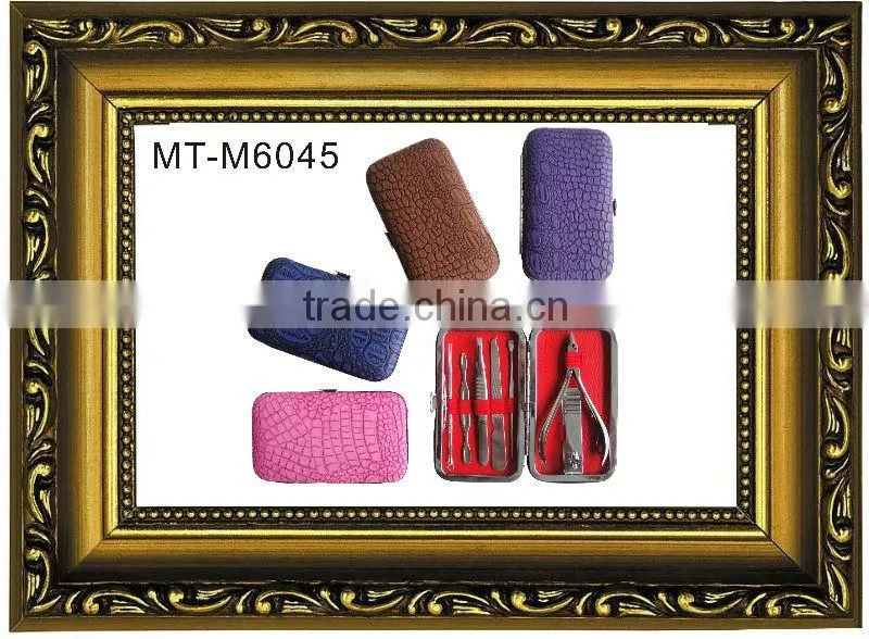 7PCS fancy color animal / snake leather print case carbon steel manicure Set - Direct Manufacturer