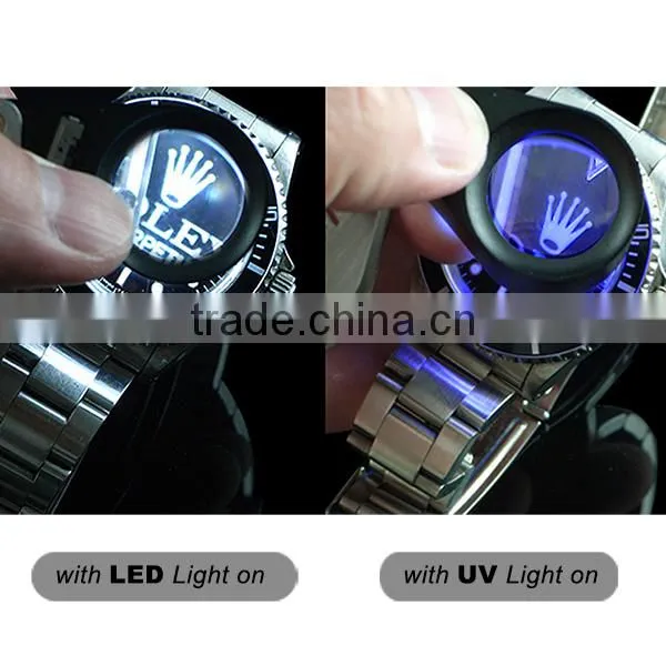 Mini 30X Jeweler Loupe Magnifier + LED & UV light 21mm lens Jewel Identifier Tool