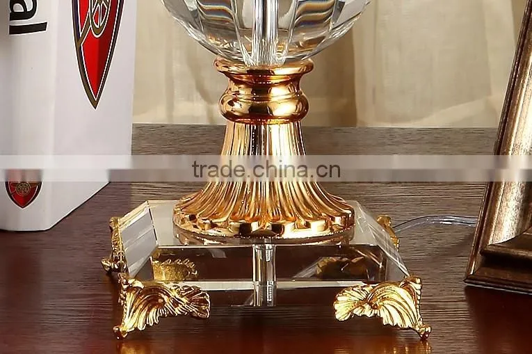 Luxury clear crystal lamp body golden color four candles table lamp