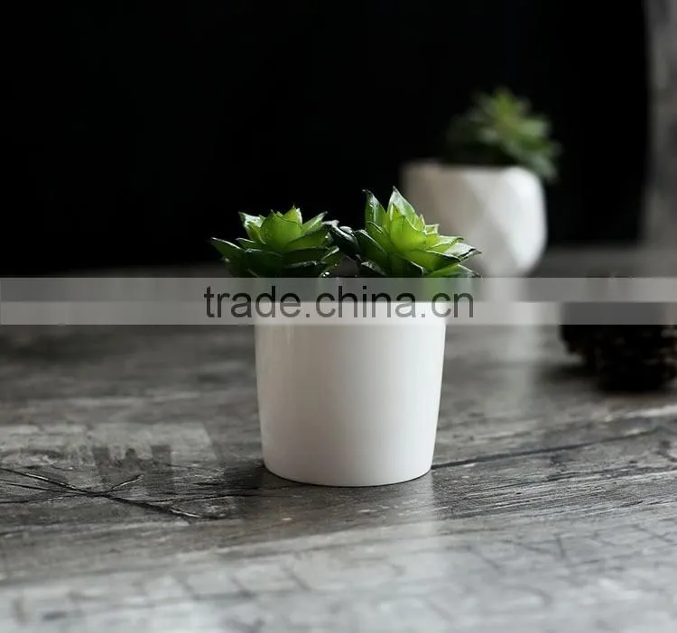 Simple morden desktop decor mini white ceramic flower pots for succulent planter