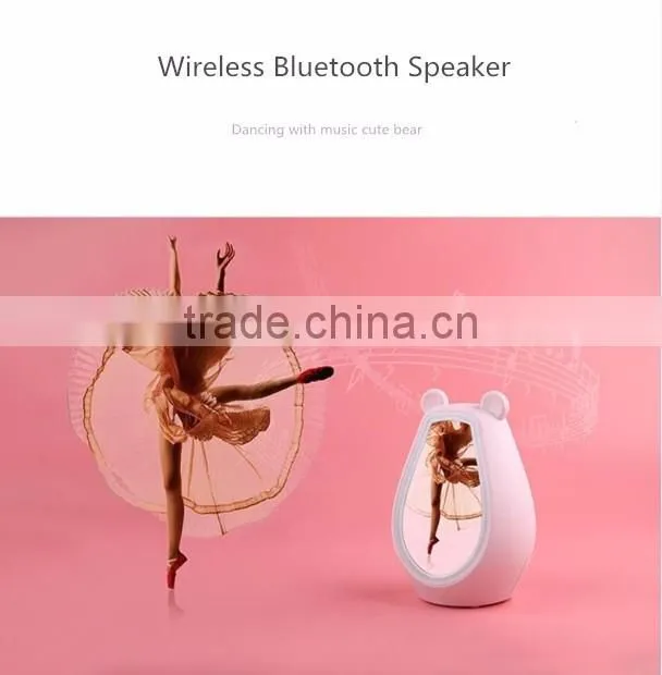 Simple Fashion Multi-functional Cute Bear Desk Clock With Mirror/LED Back Light/Bluetooth Speaker/Temperature Digital Clock